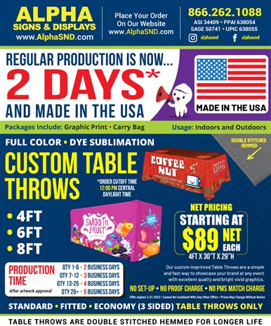 Made in the USA no need to wait Table Throws