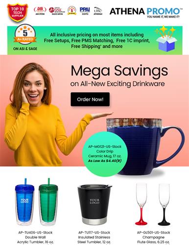 Mega Savings on Drinkware, Tote Bags, Tech accessories & more