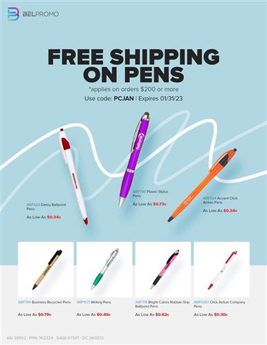 Free Shipping on Pens