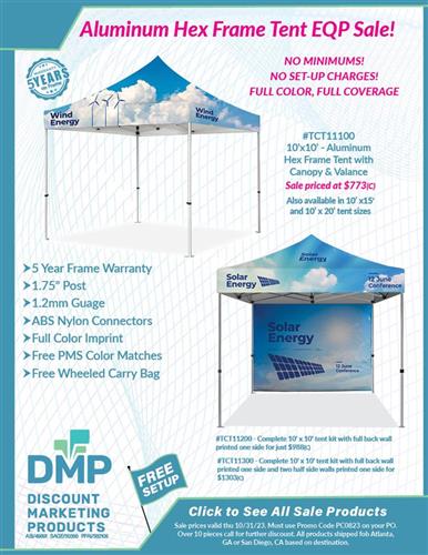 5 Yr. Warranty Hex Frame Tent Sale from DMP