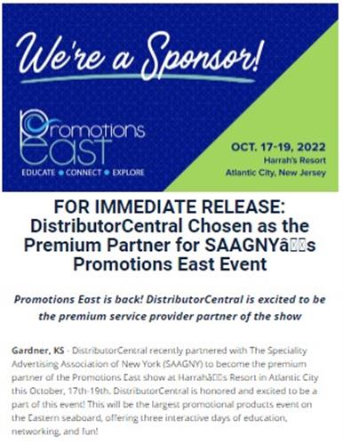 DistributorCentral Chosen as the Premium Partner for SAAGNY’s Promotions East Event