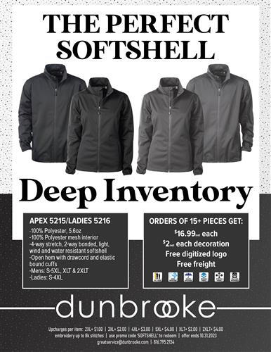 Softshells! Deep Inventory! Deco Deal!