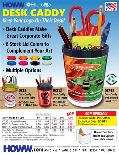 Keep Your Logo On Their Desk - HOWW Desk Caddies - Made in the USA!