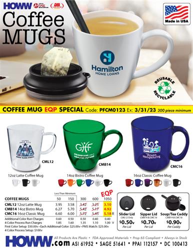 Coffee, Tea, and EQP - HOWW Acrylic Coffee Mugs - Made in the USA!