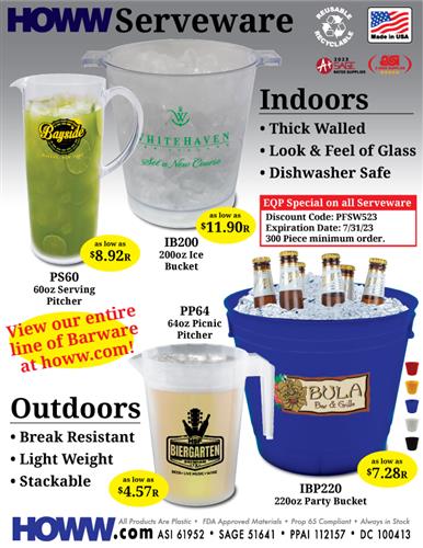 Indoor & Outdoor Ready Plastic Pitchers & Buckets - Made in the USA