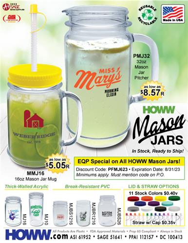 Stock Up for Summer! HOWW Mason Jar Collection - Made in the USA!