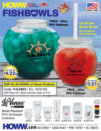 Break Resistant Cocktail Fish Bowls - In Stock, Ready to Ship - Made in the USA!