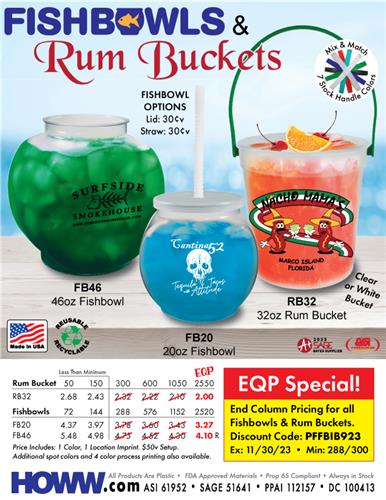 Creative Cocktails - Fishbowls and Rum Buckets - Made in the USA!