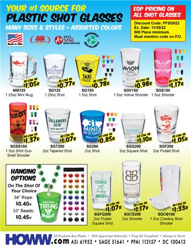 Your #1 Source for Plastic Shot Glasses - In Stock, Ready to Ship - Made in the USA!