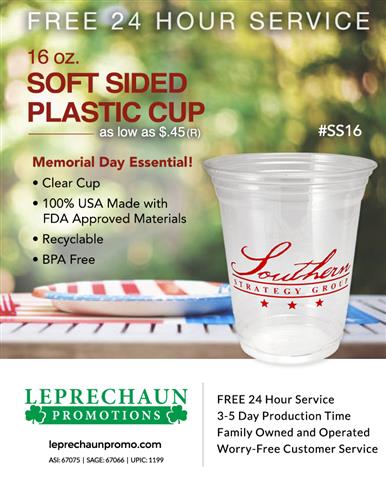 Soft Side Cup Sale w/Free 24Hr Svc from Leprechaun