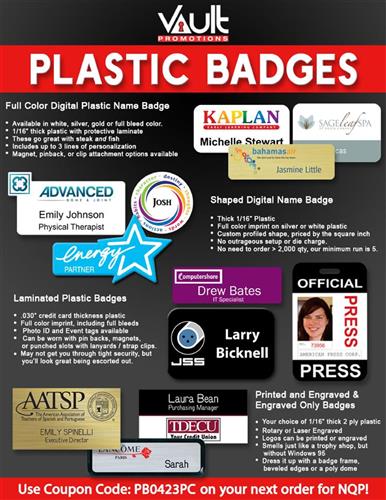 Plastic Name Badges from Vault Promotions