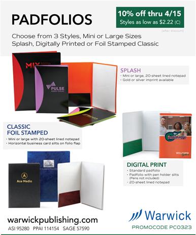 Budget Priced Full Color Padfolio Sale from Warwick
