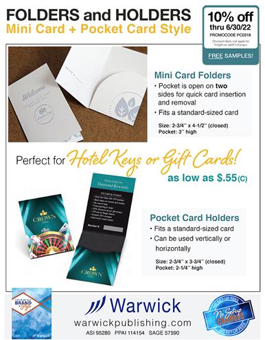 10% Off Full Color Gift and Key Cards from Warwick