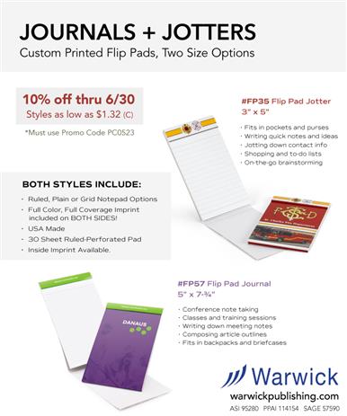 Save 10% on Full Color Jotter or Journal Notepads
