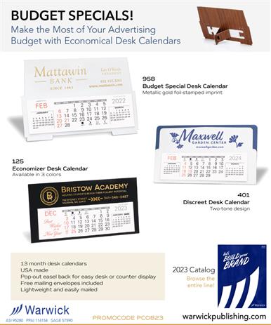 Budget Desk Calendars w/FREE Envelopes from Warwick