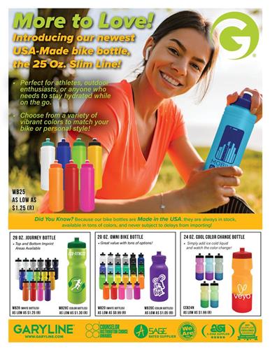 More to Love! Introducing Our NEW 25 Ounce Slim Line Bike Bottle! Made in the USA – Always in Stock!
