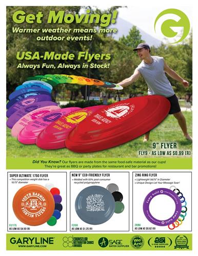 Get Moving with USA-Made Flyers! Always Fun - Always in Stock! Perfect for Outdoor Events as the Weather Gets Warmer!
