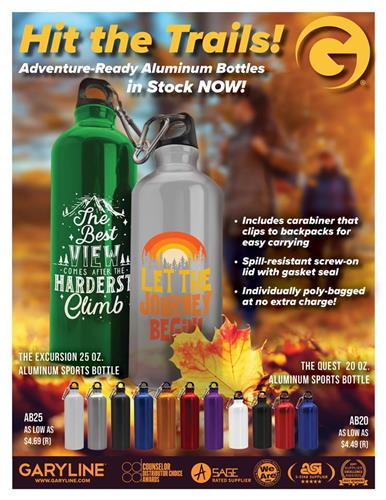 Hit the Trails! Aluminum Bottles with Carabiner - All Colors In Stock and Available Now!
