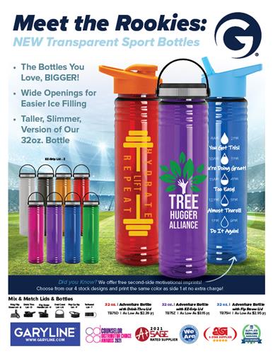 New! Taller & Slimmer Sport Bottles - Mix & Match These 32oz. Bottles and Lids for Endless Promo Possibilities!