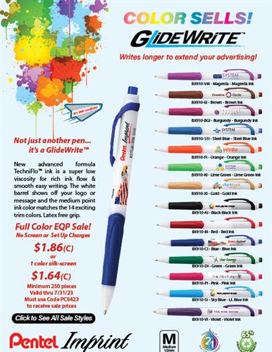 EQP Sale On Pentel Full Color Glidewrite Retractable