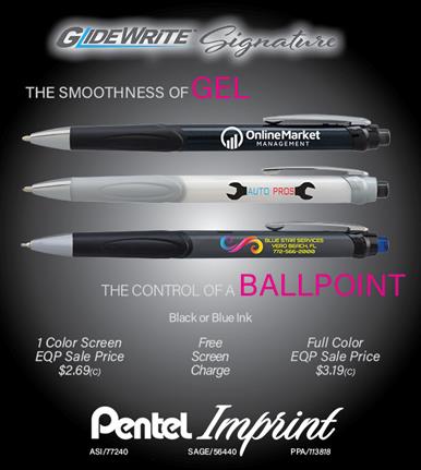 EQP Sale on New Glidewrite Signature Pen from Pentel Imprint