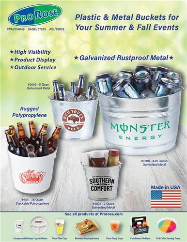 Metal and Plastic Buckets for Summer/Fall Events