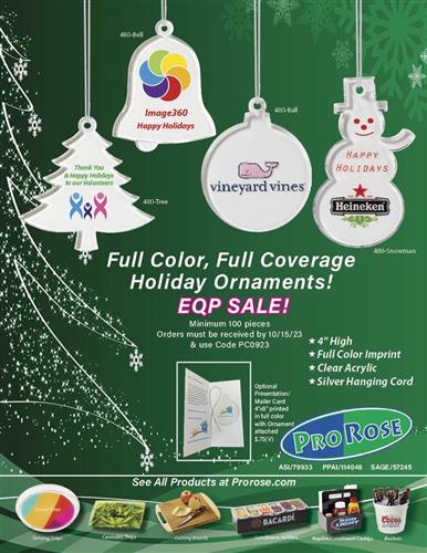 EQP Sale on Full Color Acrylic Ornaments from Prorose